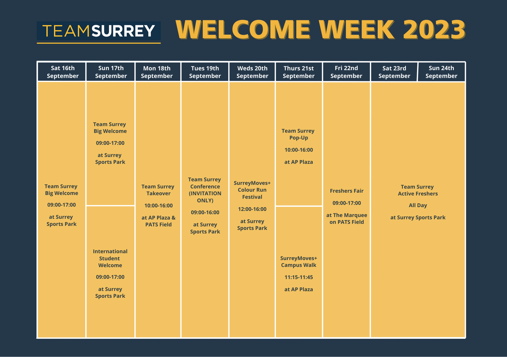 Welcome Week Schedule