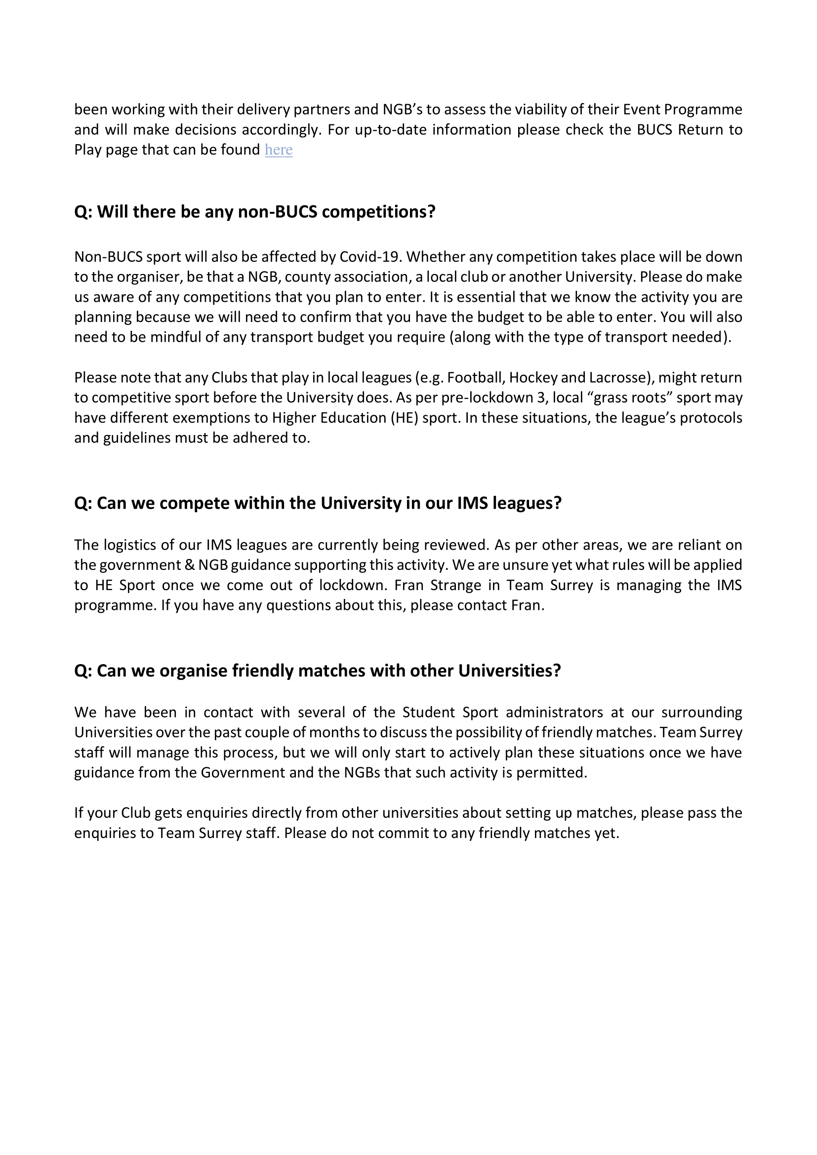 Team Surrey FAQs